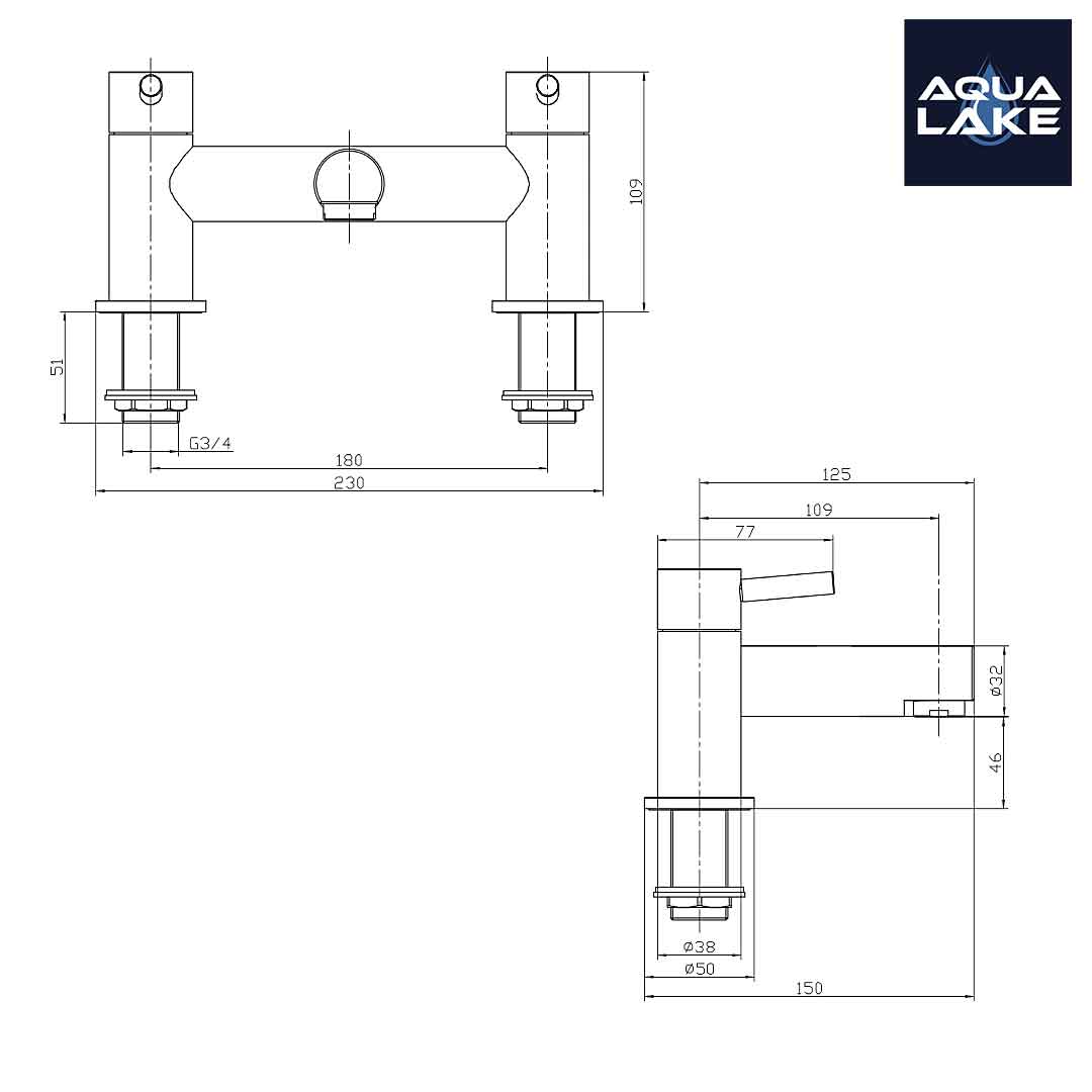 Derby Round Bath Filler Mixer Tap - Chrome