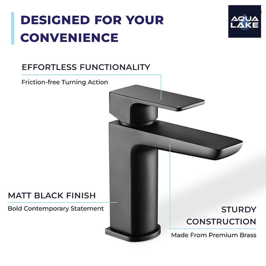 Marlow Mono Basin Mixer Tap with Waste - Matt Black