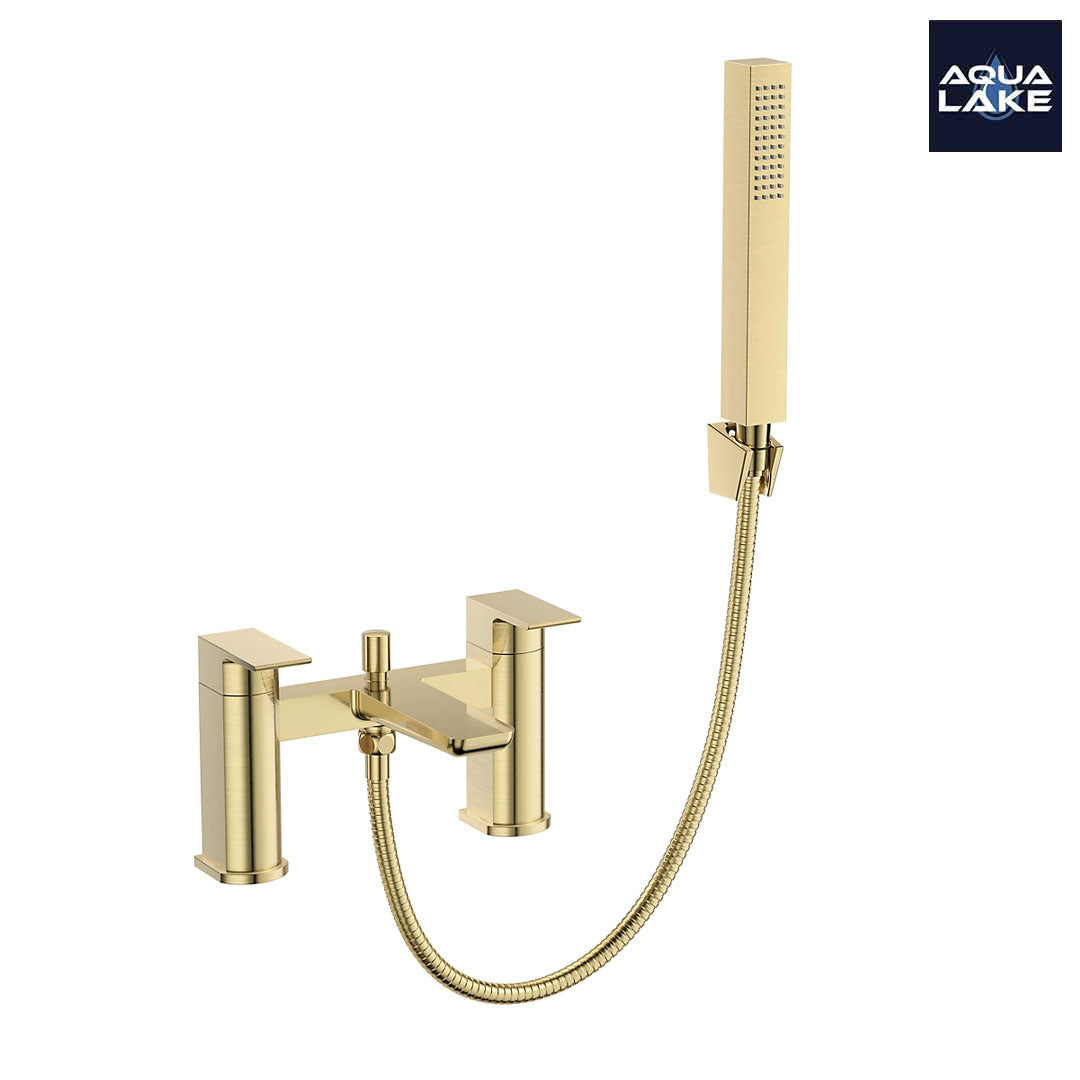 Marlow Bath Shower Mixer Tap with Kit - Brushed Brass