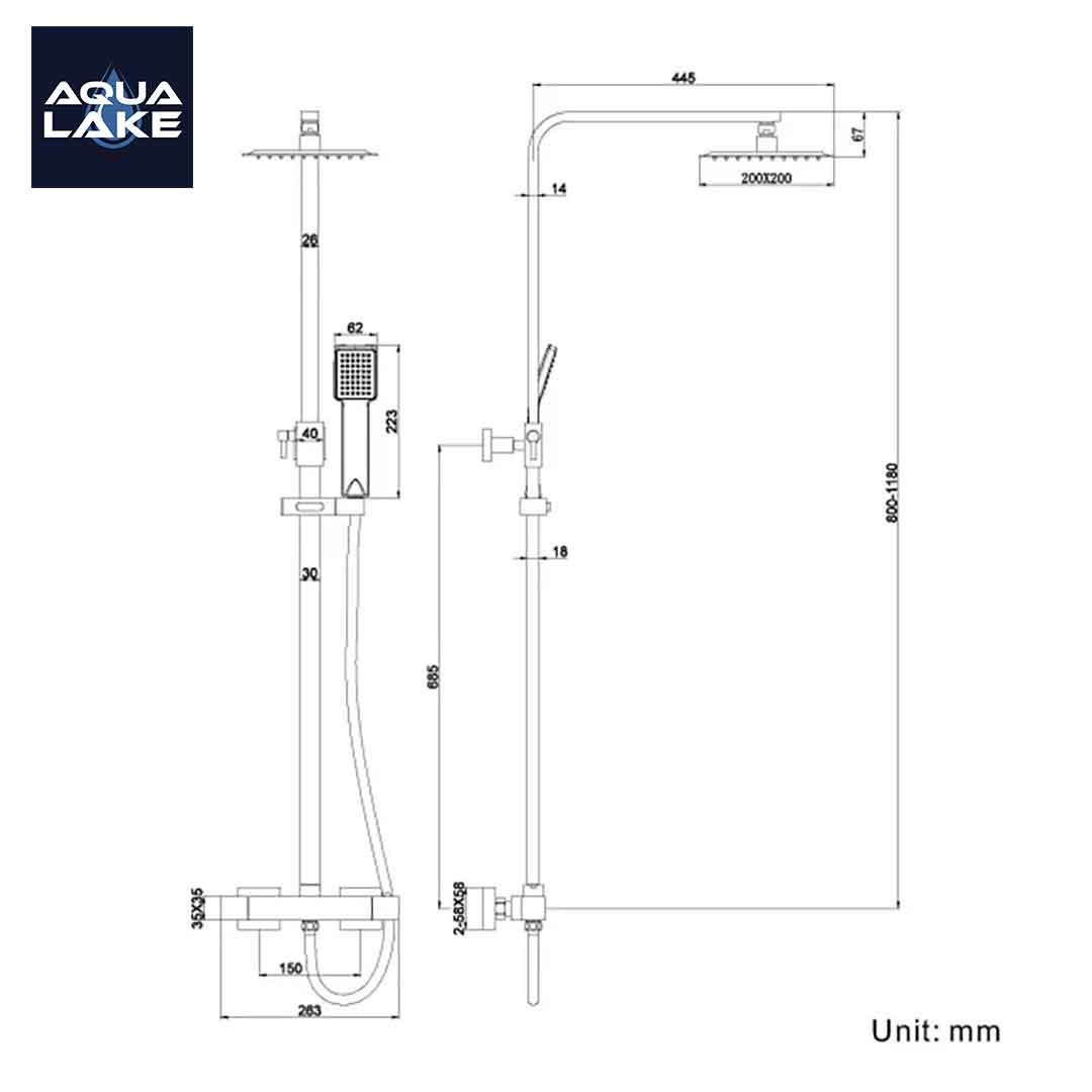 Windermere Premium Chrome Square Thermostatic Shower Set