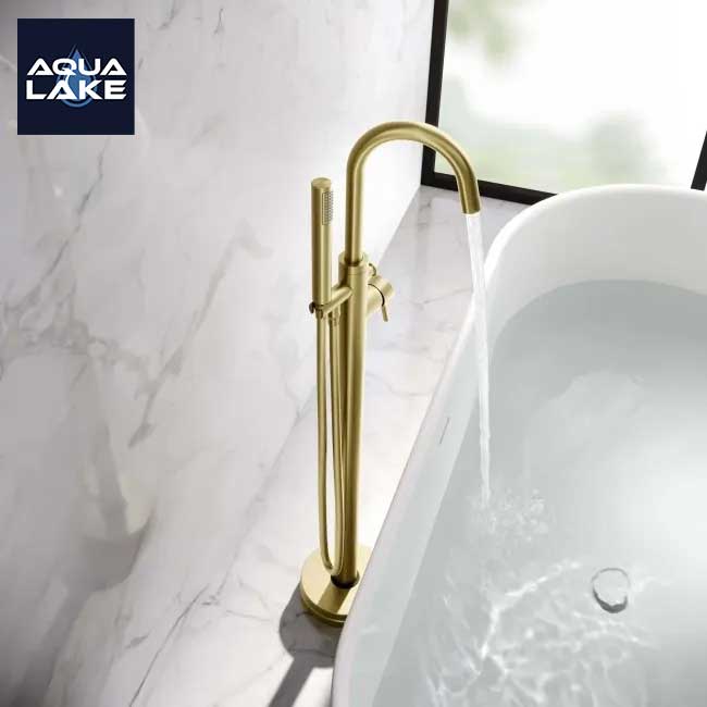 Derby Freestanding Bath & Shower Mixer Tap - Brushed Brass
