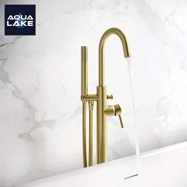 Derby Freestanding Bath & Shower Mixer Tap - Brushed Brass