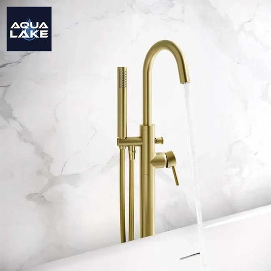 Derby Freestanding Bath & Shower Mixer Tap - Brushed Brass