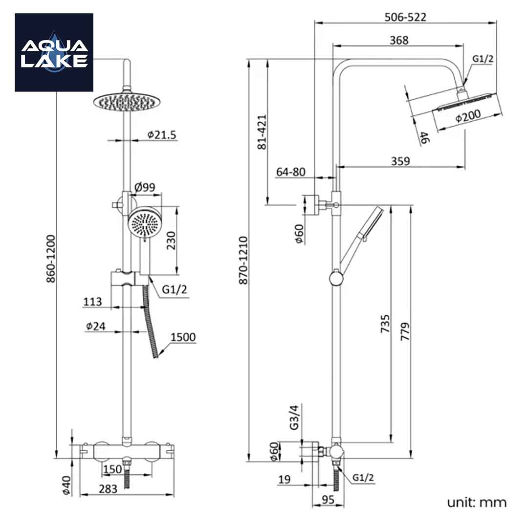 Buttermere Premium Chrome Round Thermostatic Shower Set