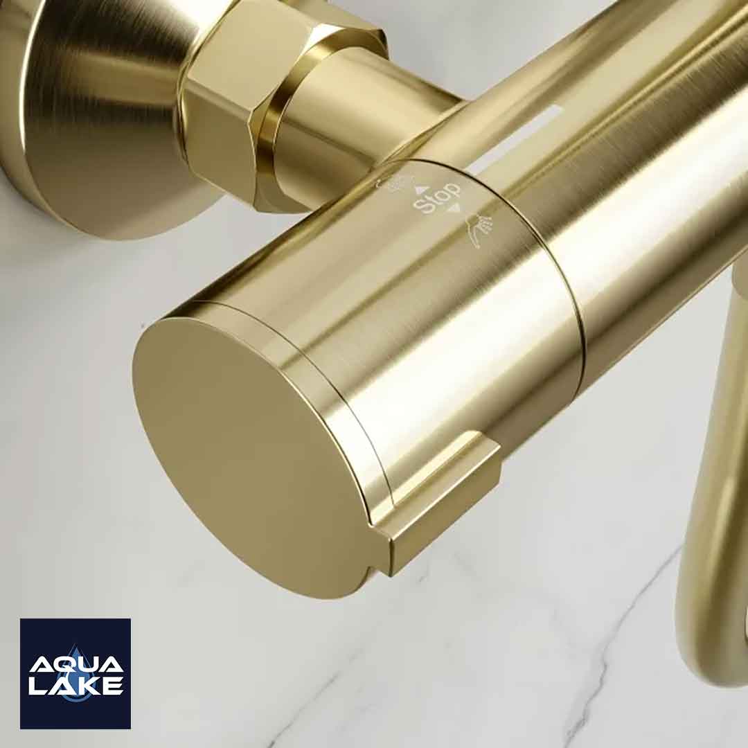 Conniston Premium Brushed Brass Round Thermostatic Shower Set