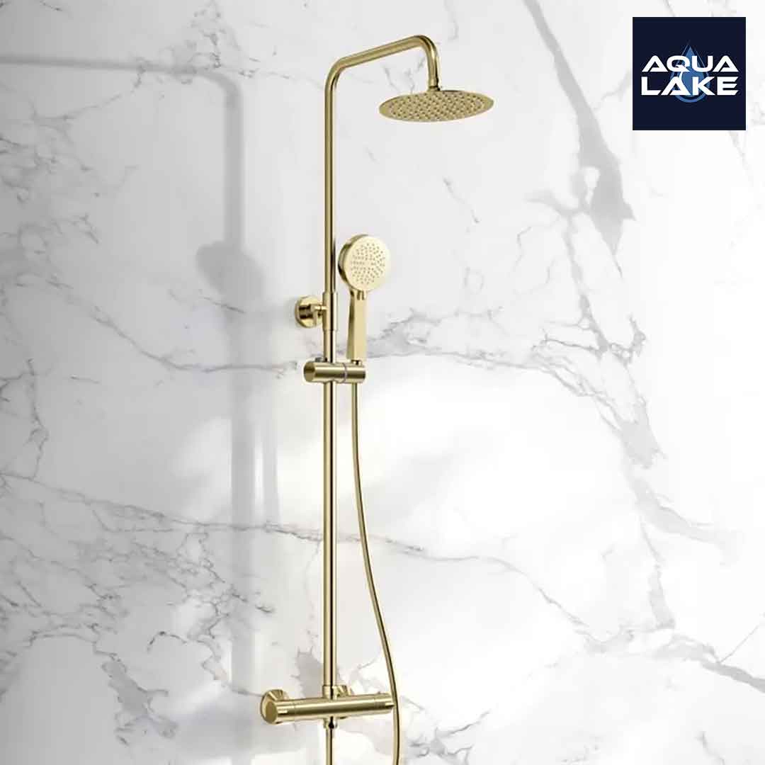 Conniston Premium Brushed Brass Round Thermostatic Shower Set