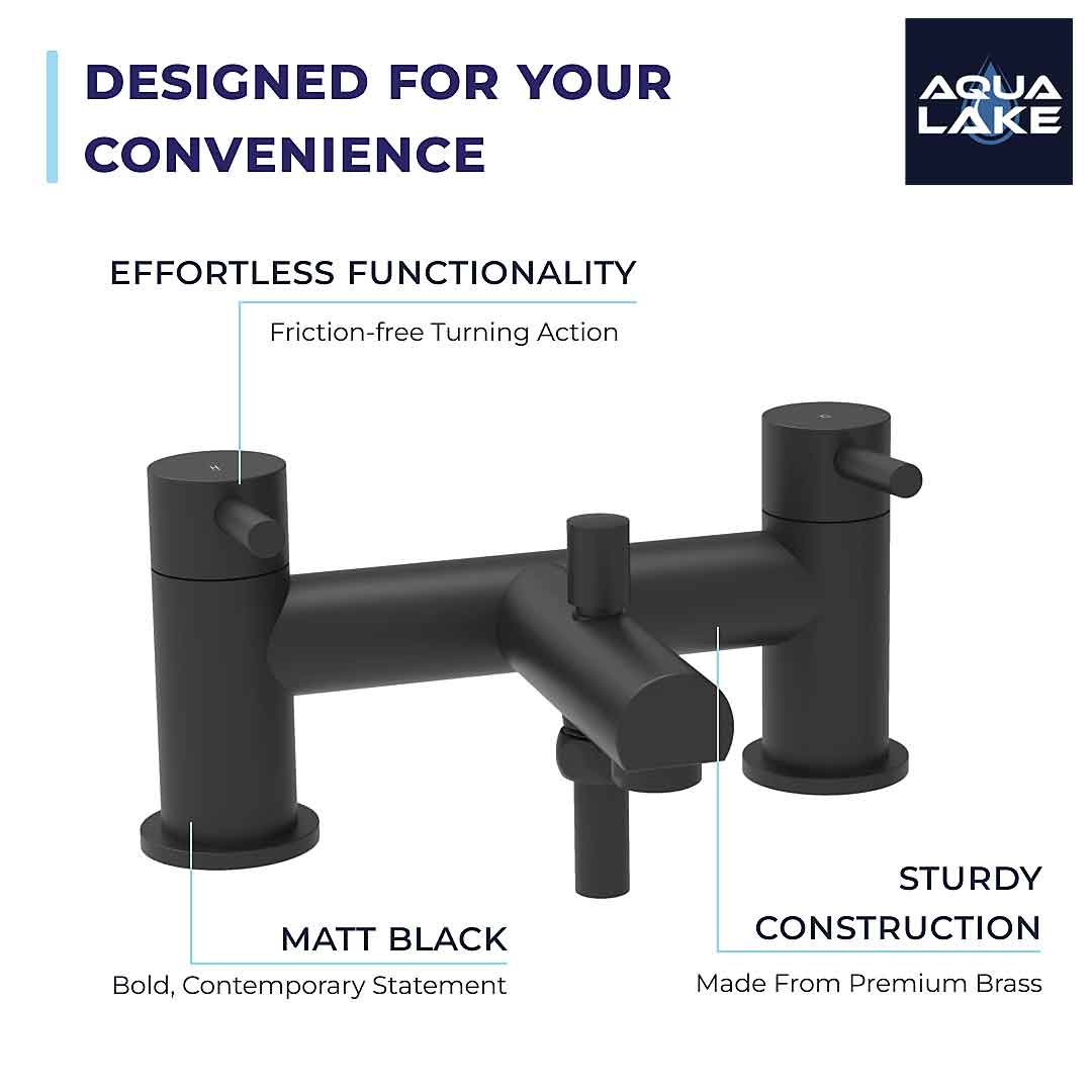 Derby Round lever Bath Shower Mixer Tap with Kit - Matt Black