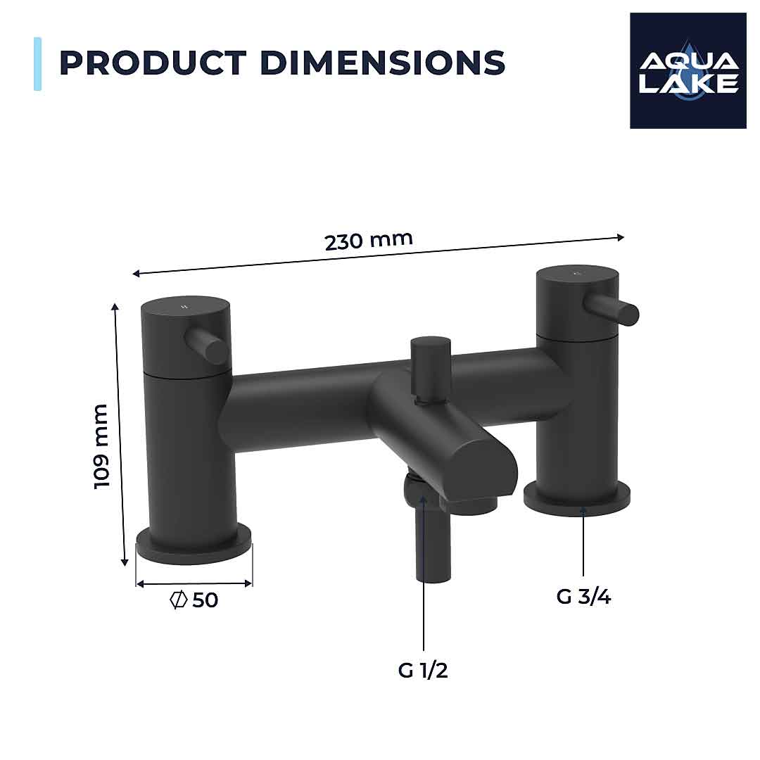 Derby Round lever Bath Shower Mixer Tap with Kit - Matt Black