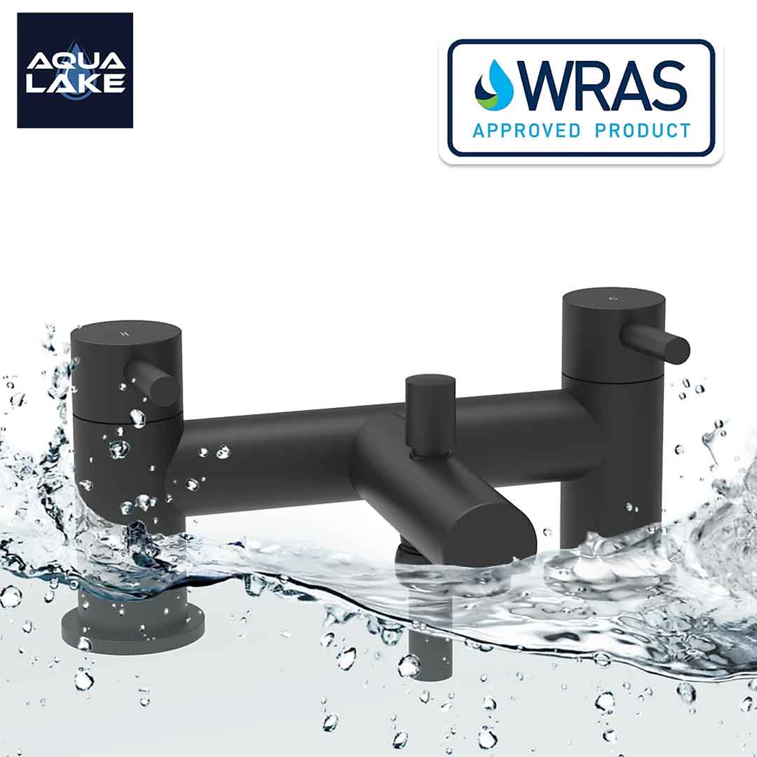 Derby Round lever Bath Shower Mixer Tap with Kit - Matt Black