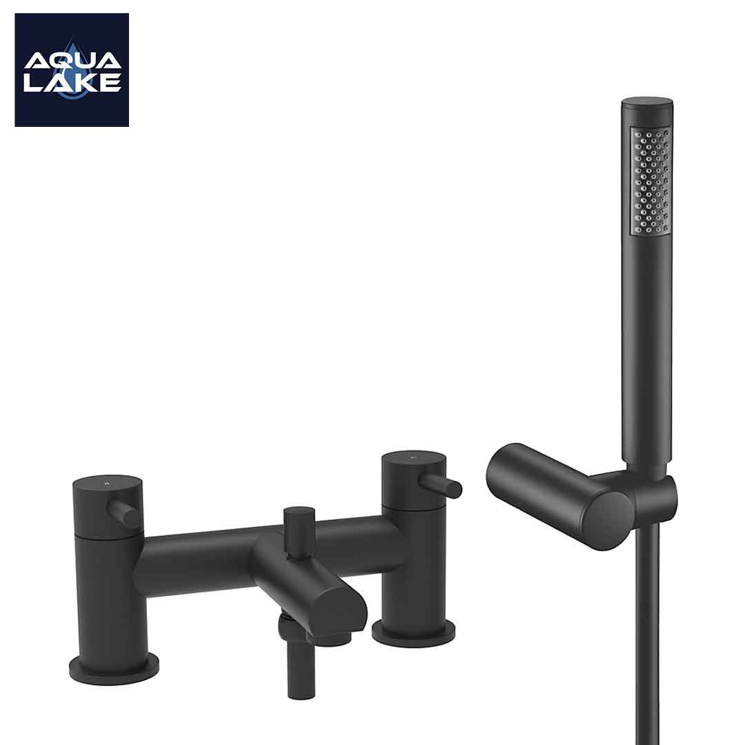 Derby Round lever Bath Shower Mixer Tap with Kit - Matt Black