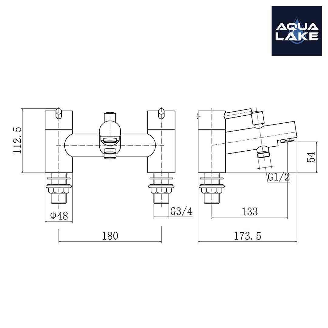 Derby Round lever Bath Shower Mixer Tap with Kit - Brushed Brass