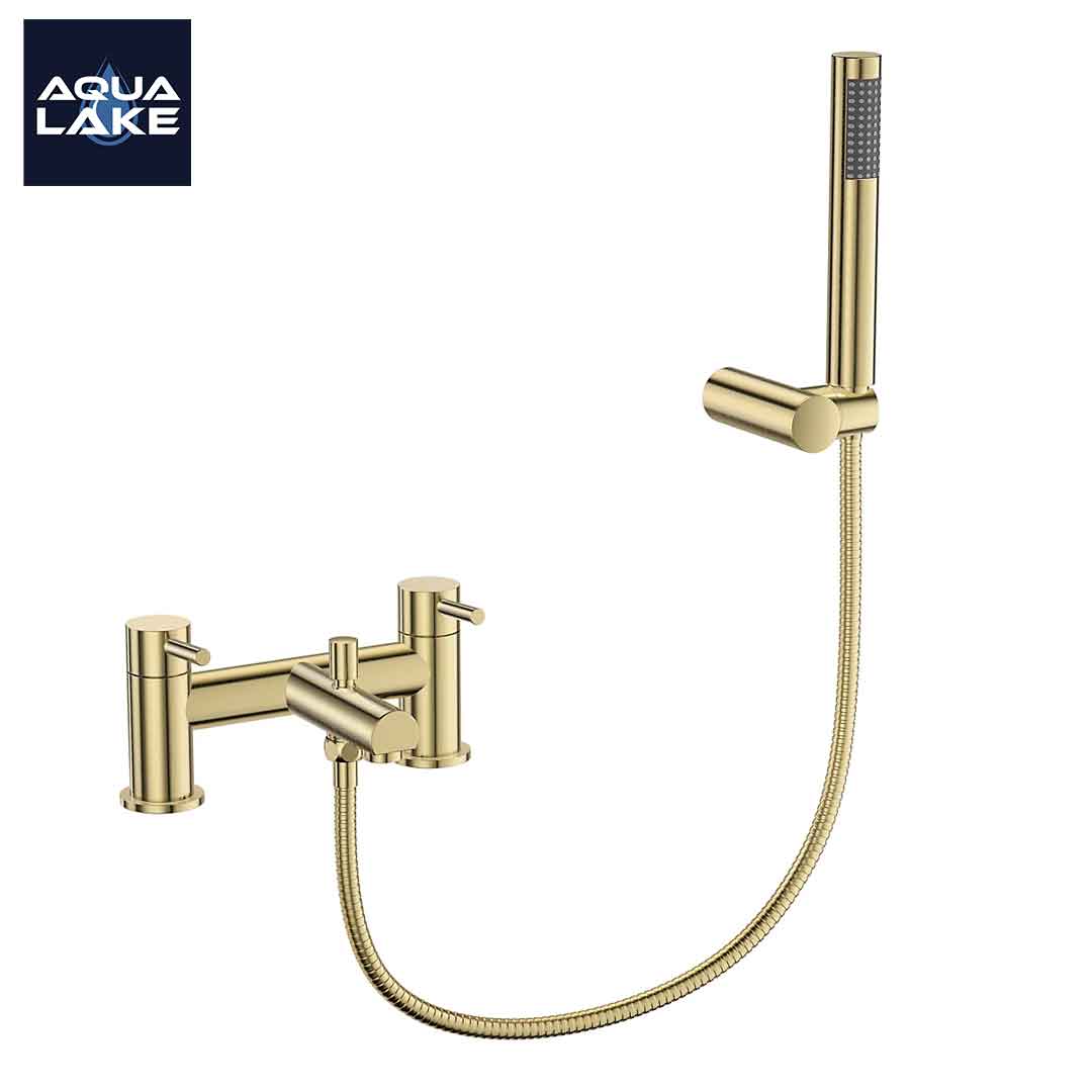 Derby Round lever Bath Shower Mixer Tap with Kit - Brushed Brass