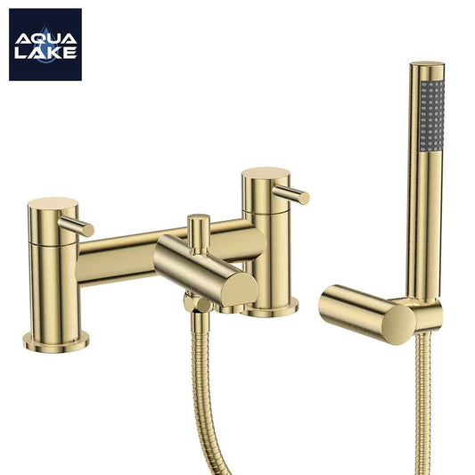 Derby Round lever Bath Shower Mixer Tap with Kit - Brushed Brass