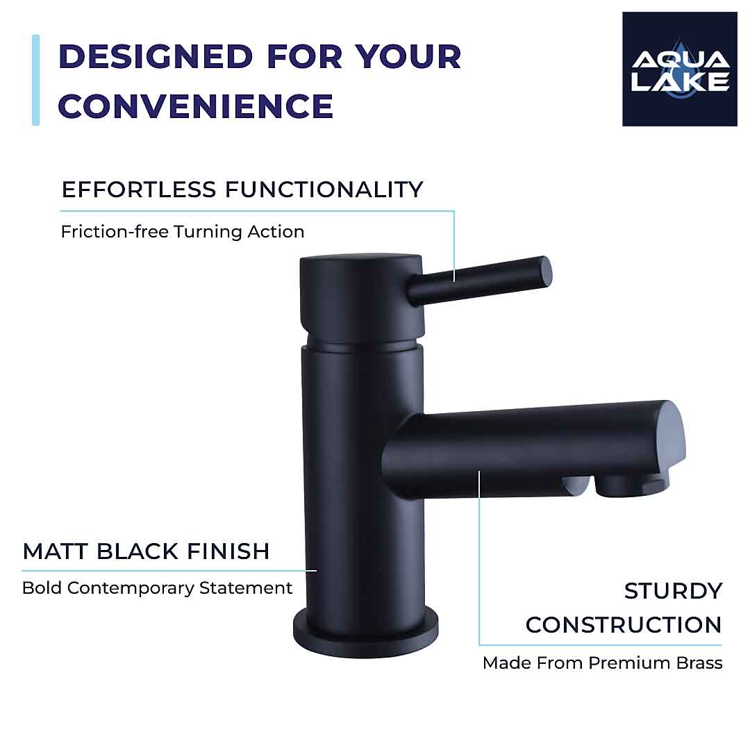 Derby Round Lever Mono Basin Mixer Tap - Matt Black