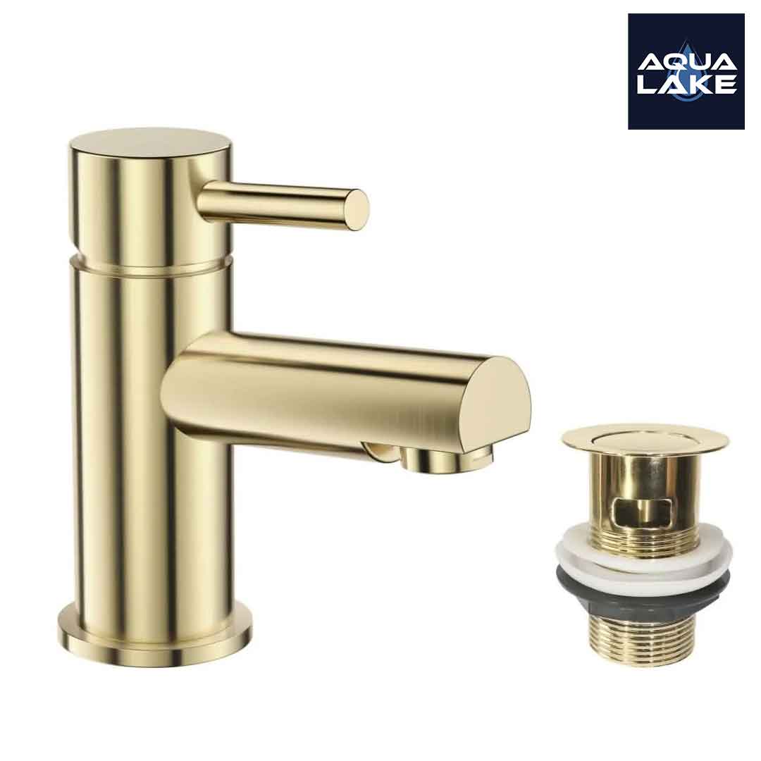 Derby Round Lever Mono Basin Mixer Tap - Brushed Brass