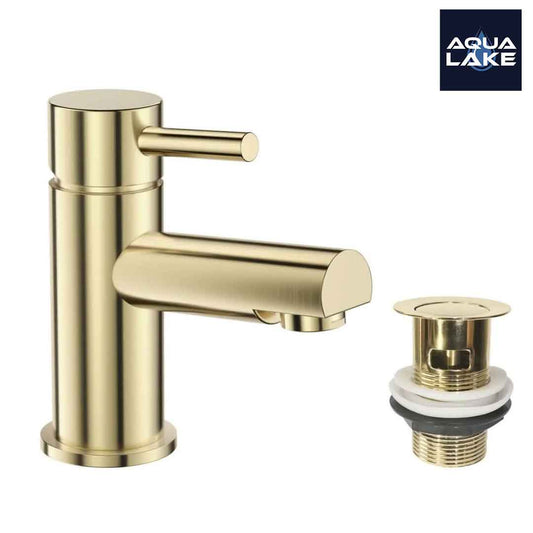 Derby Round Lever Mono Basin Mixer Tap - Brushed Brass