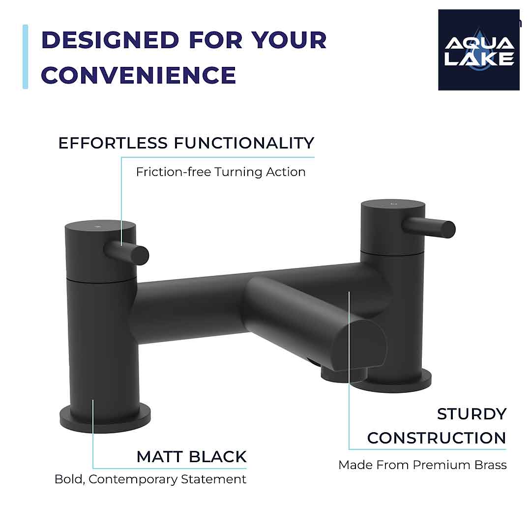 Derby Round Bath Filler Mixer Tap - Matt Black