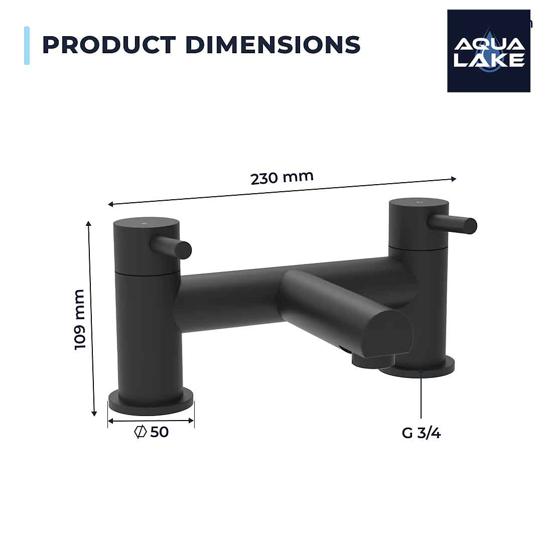 Derby Round Bath Filler Mixer Tap - Matt Black