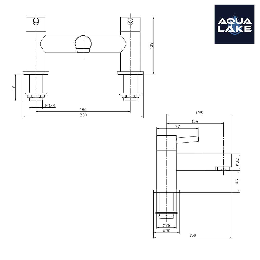 Derby Round Bath Filler Mixer Tap - Brushed Brass