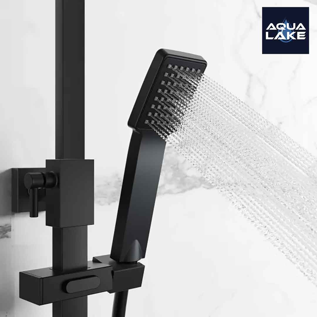 Derwent Premium Matt Black Square Thermostatic Shower Set