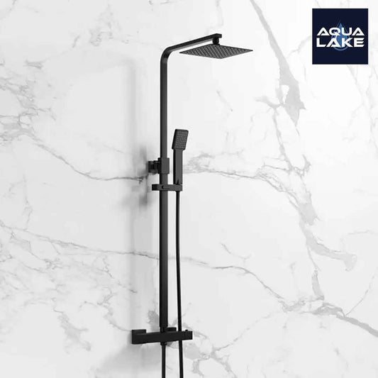 Derwent Premium Matt Black Square Thermostatic Shower Set