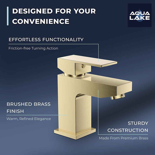 Irlam Basin Mixer Tap - Brushed Brass