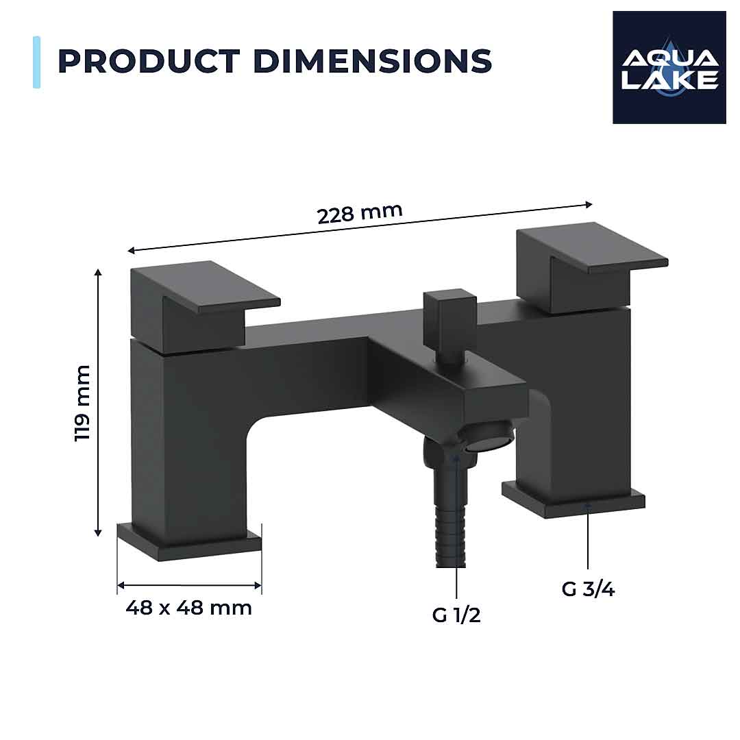 Irlam Bath Shower Mixer Tap with Kit - Matt Black