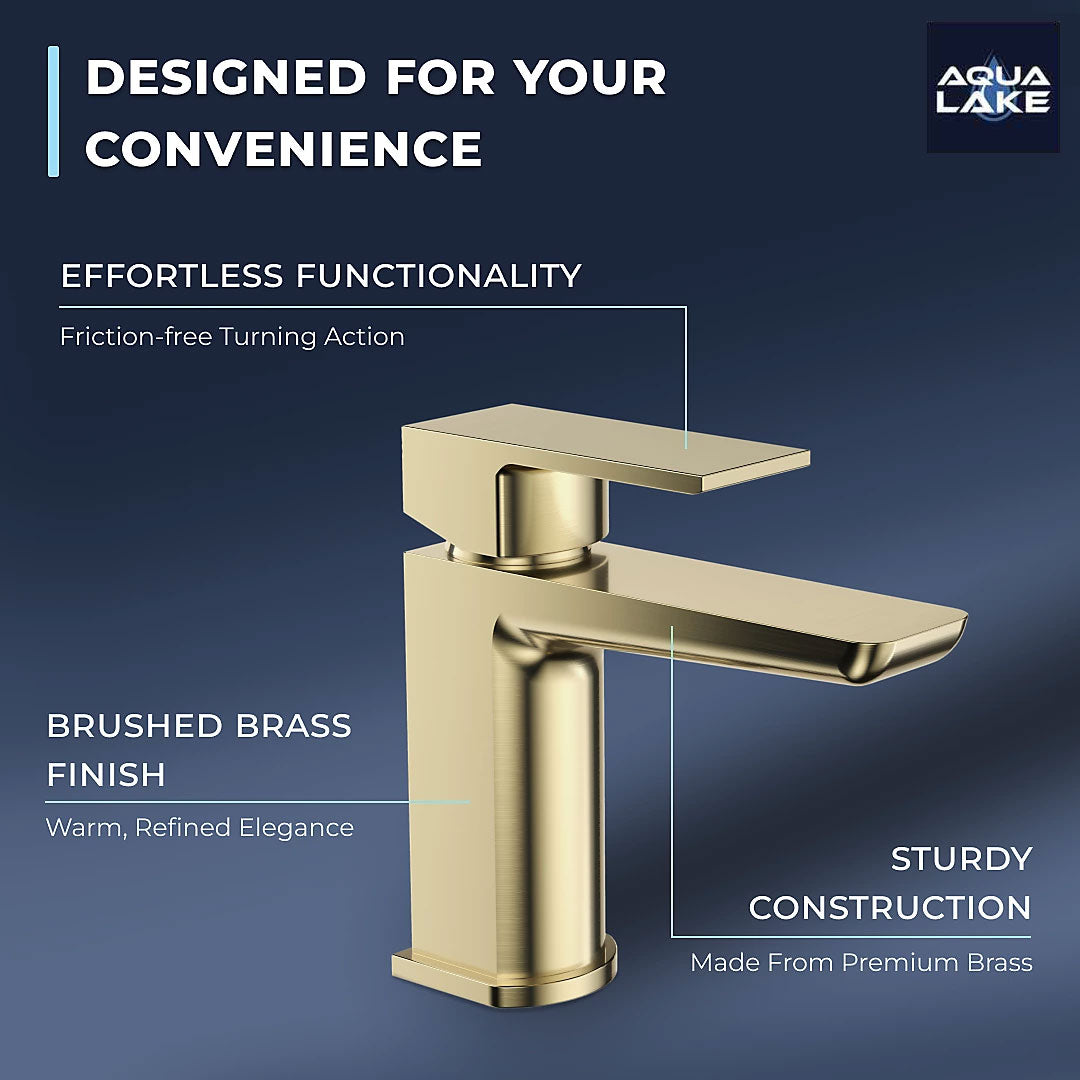 Marlow Mono Basin Mixer Tap with Waste - Brushed Brass
