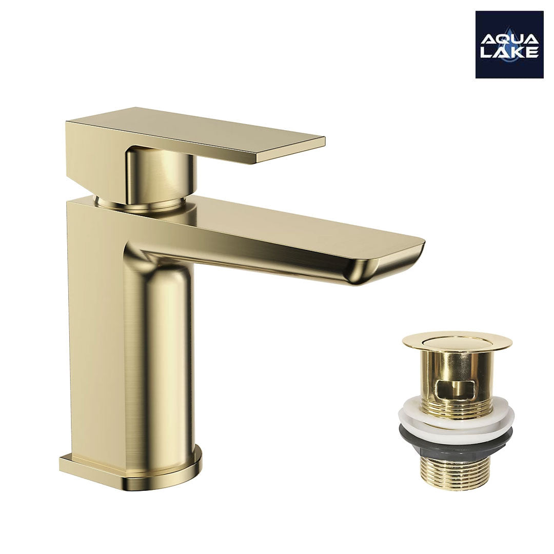 Marlow Mono Basin Mixer Tap with Waste - Brushed Brass