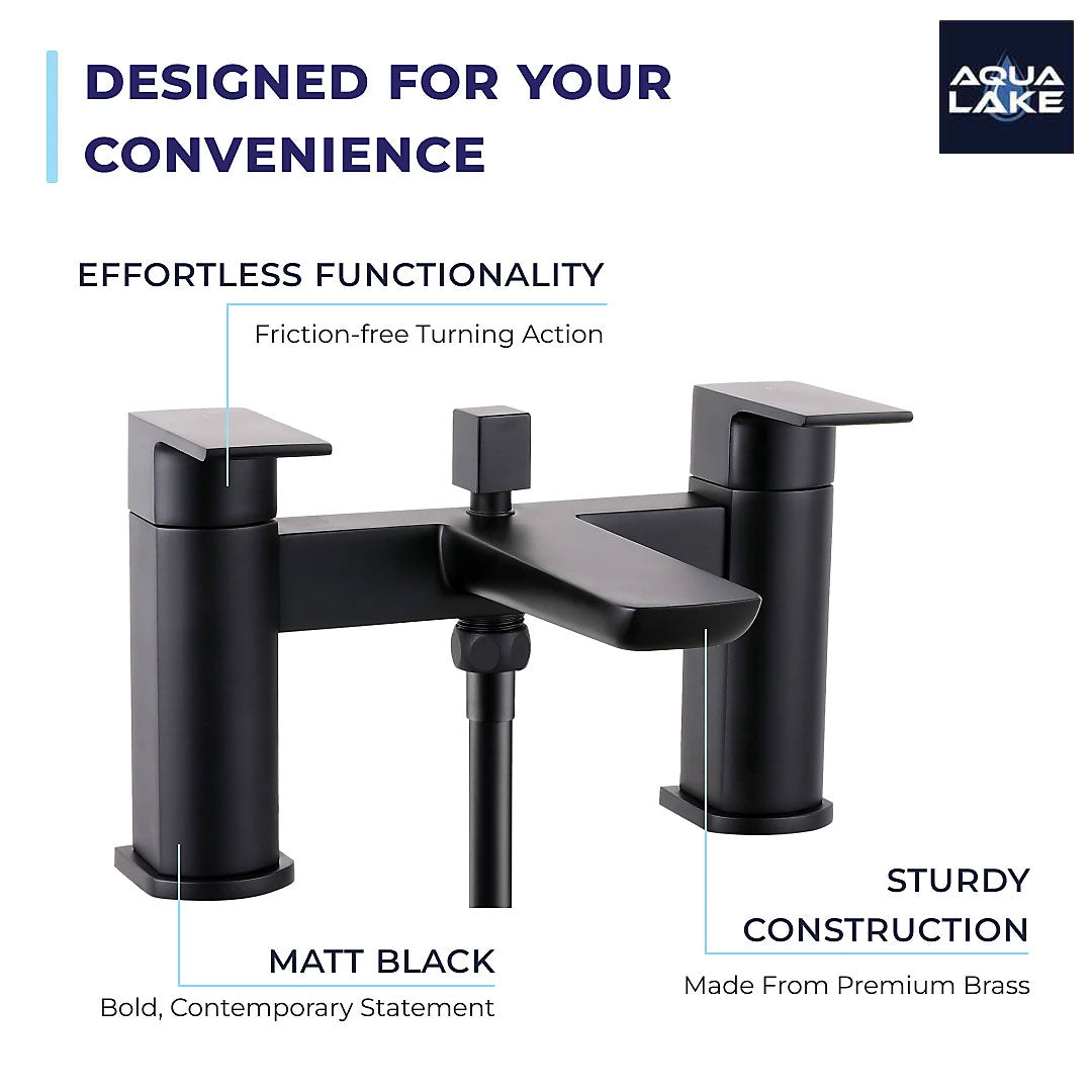 Marlow Bath Shower Mixer Tap with Kit - Matt Black