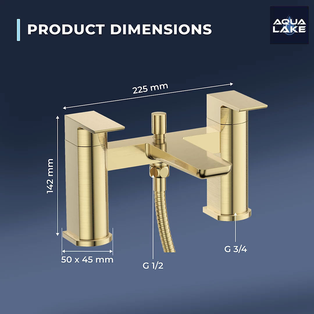 Marlow Bath Shower Mixer Tap with Kit - Brushed Brass