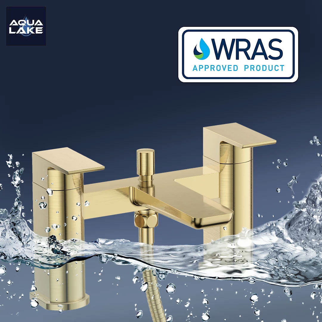 Marlow Bath Shower Mixer Tap with Kit - Brushed Brass