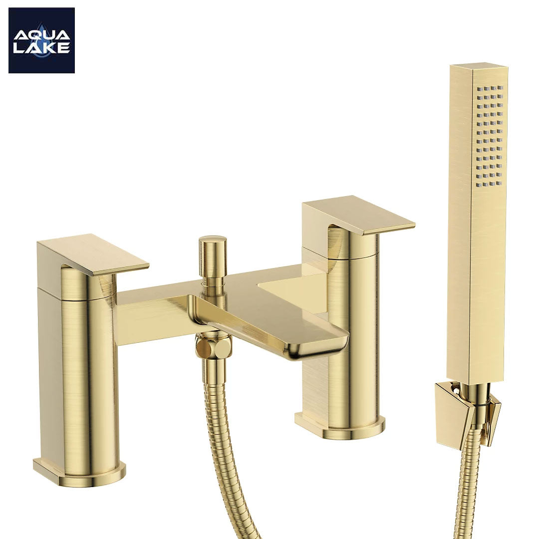 Marlow Bath Shower Mixer Tap with Kit - Brushed Brass