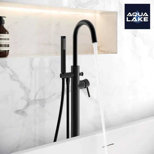 Derby Freestanding Bath & Shower Mixer Tap - Matt Black