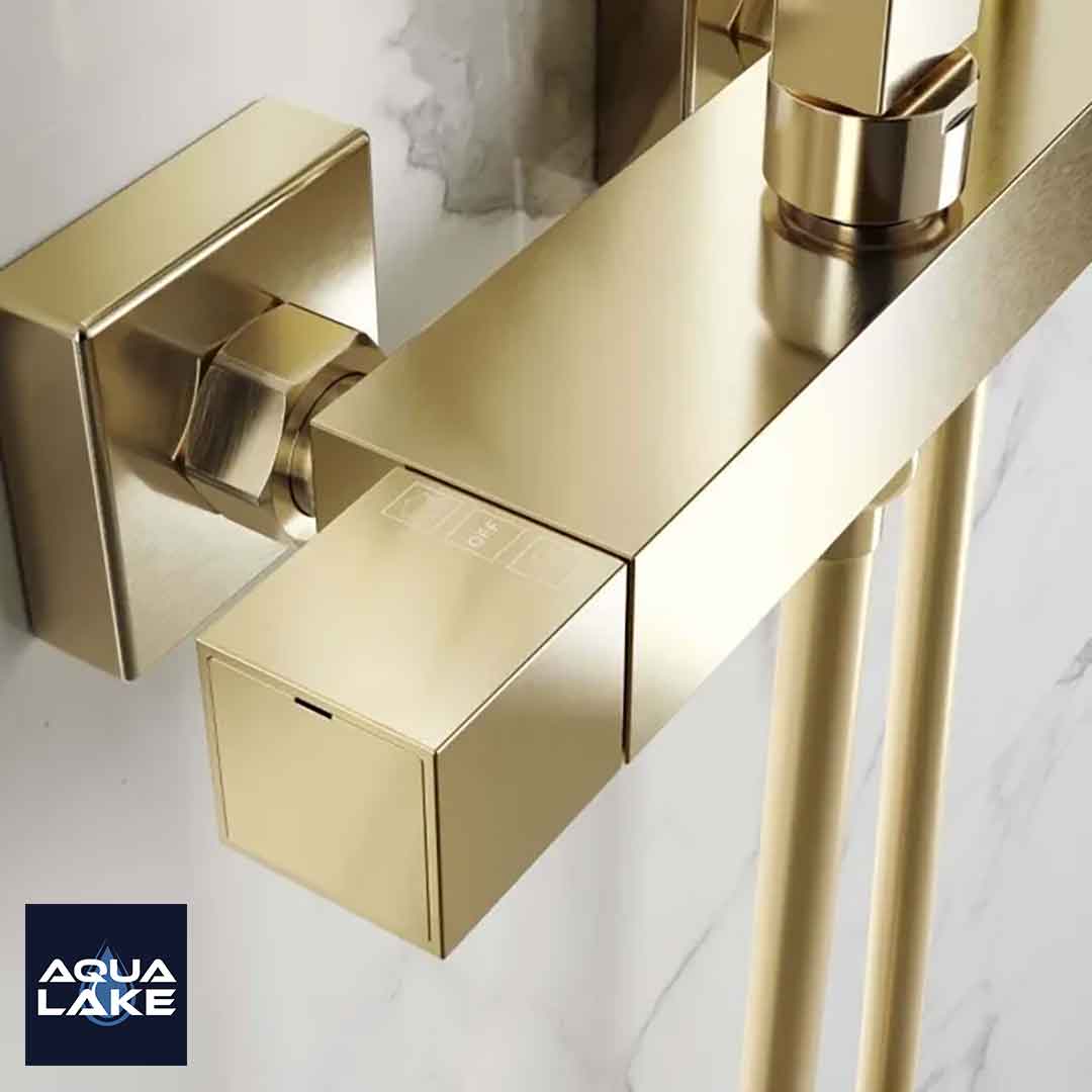 Ulswater Premium Brushed Brass Square Thermostatic Shower Set