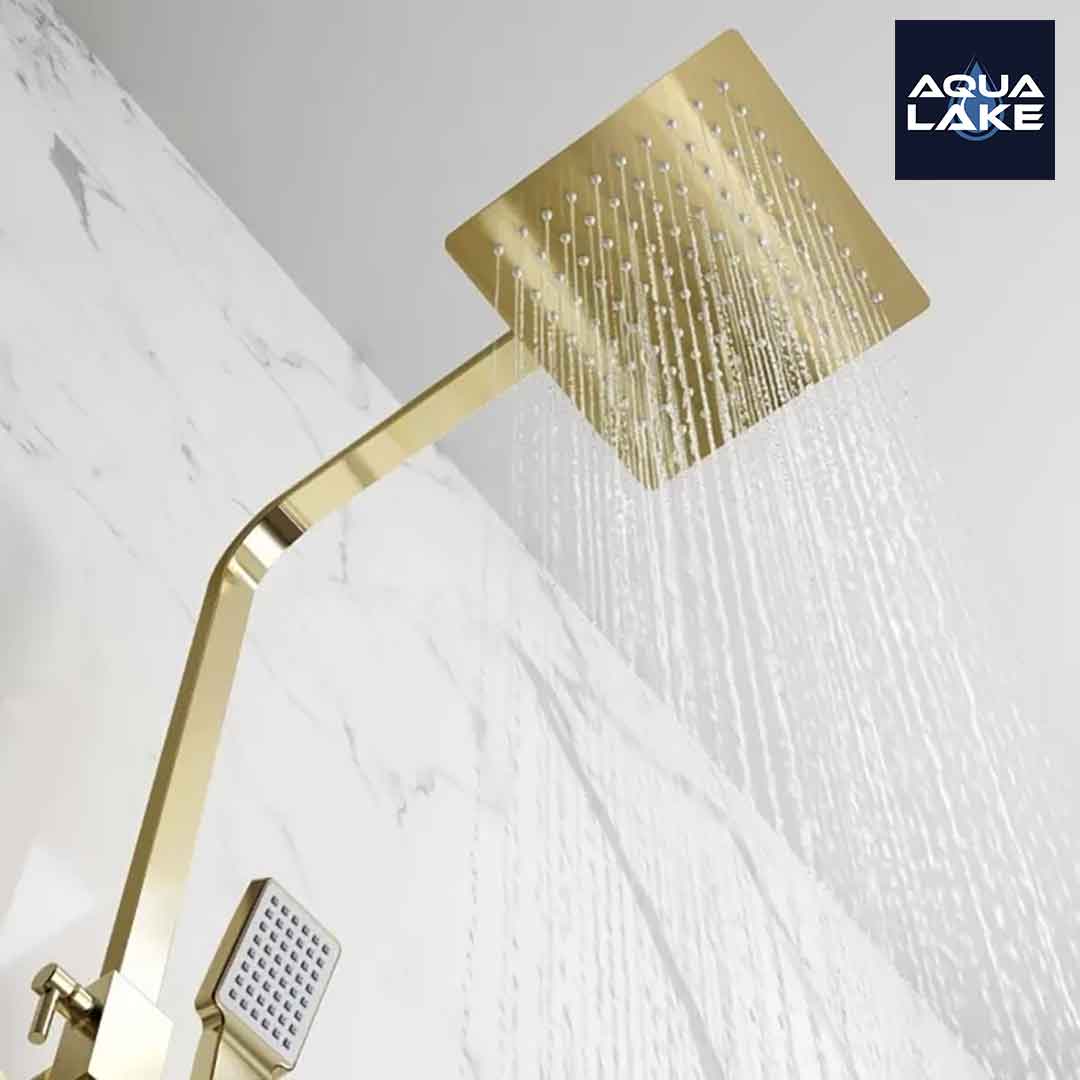 Ulswater Premium Brushed Brass Square Thermostatic Shower Set