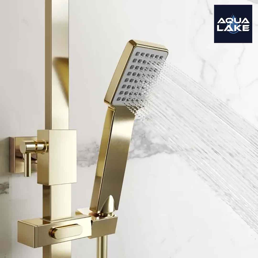 Ulswater Premium Brushed Brass Square Thermostatic Shower Set