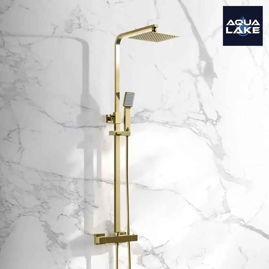 Ulswater Premium Brushed Brass Square Thermostatic Shower Set